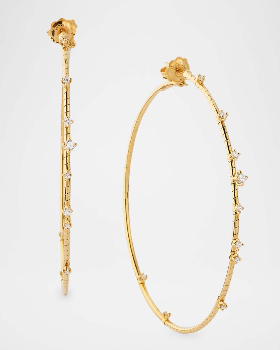 18k Yellow Gold Diamond Hoop Earrings